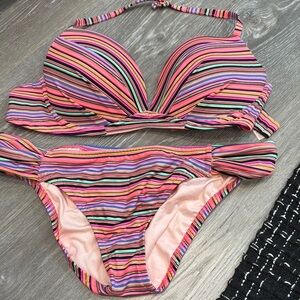 Victoria's Secret Multicolor Striped Bikini